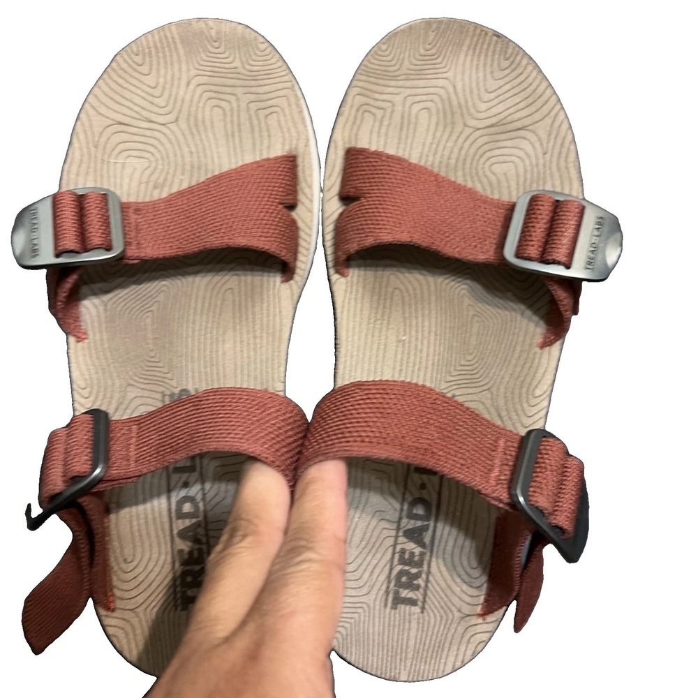 Tread Labs Salinas Slide Sandals Womens 8 Cabernet Arch Support Buckle Flat